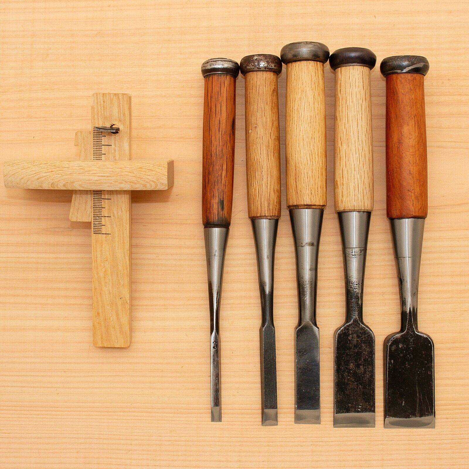 Japanese Round Chisel Set of 5 Hand Tool wood working #554