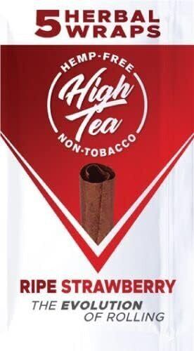 High Tea Non Tobacco All Natural Herbal Smoking Wraps - Ripe Strawberry - 25...