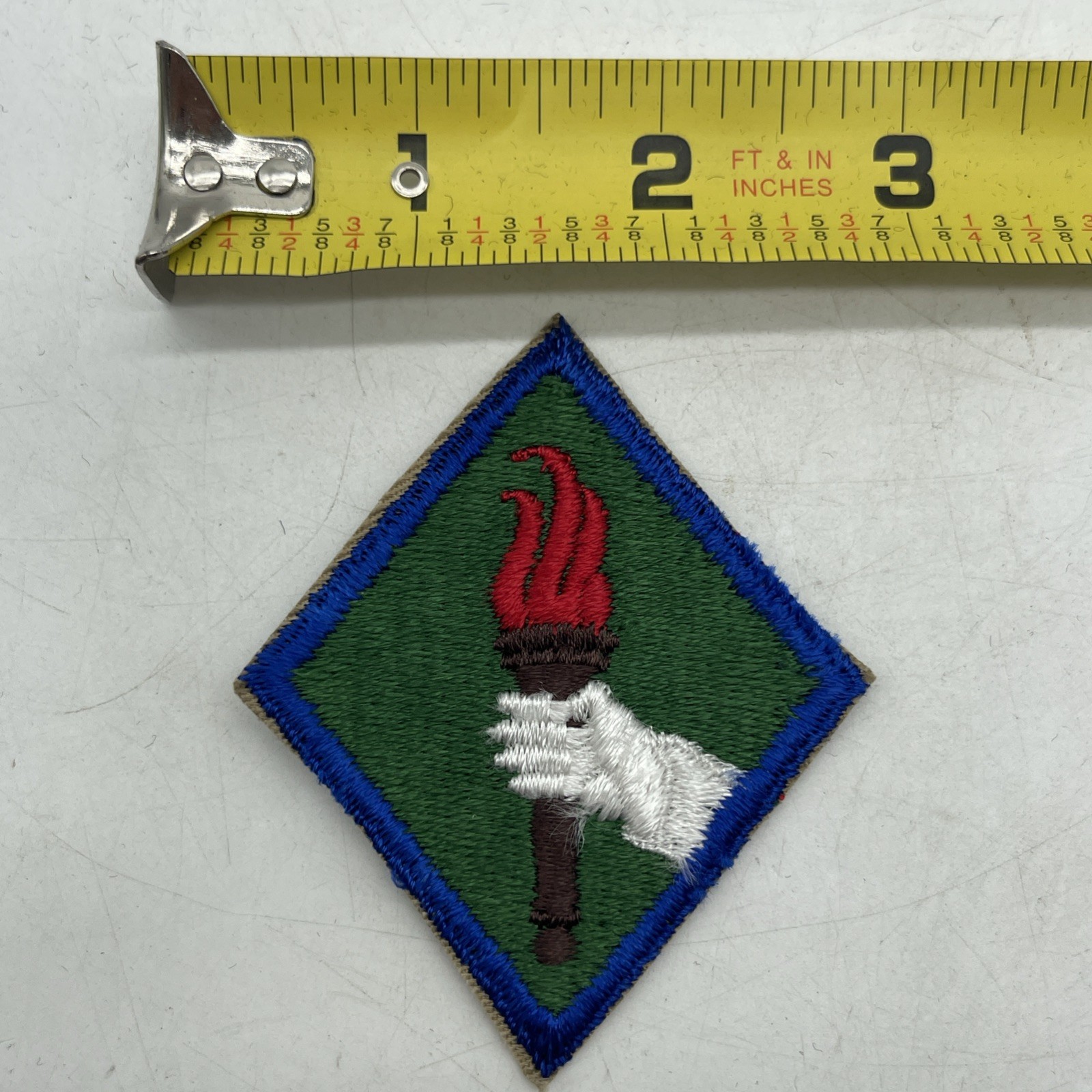 Vintage Costa Rica Military Civic Guard 2” X 3” Cut Costa Rican Torch Green Blue