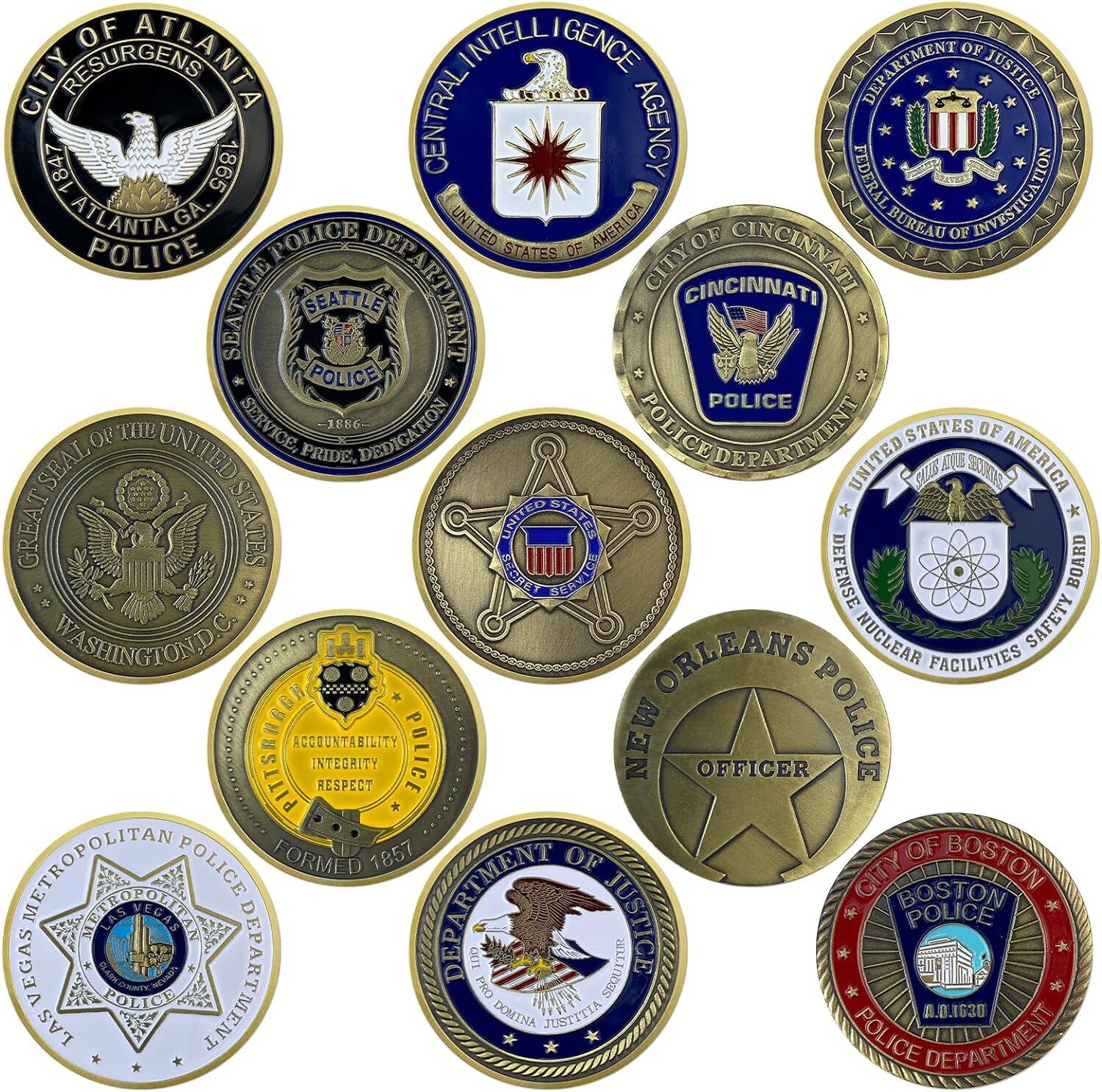 13Pcs St. Michael Police Challenge Coins Lot Law Enforcement Officer Coin Medals