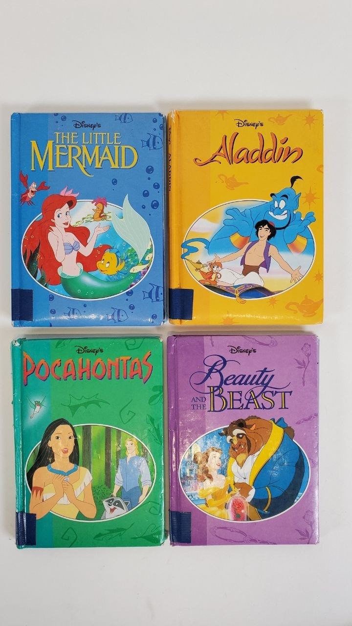 Vintage 1997 Disney mini books Beauty n Beast Little Mermaid Aladdin Pocahantas