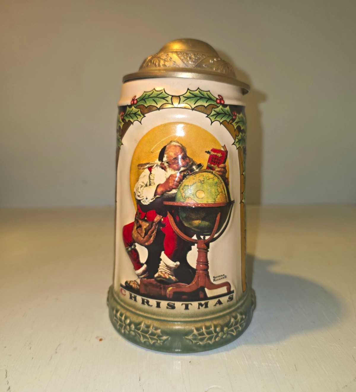 1995 Saturday Evening Post Norman Rockwell Lidded Beer Stein