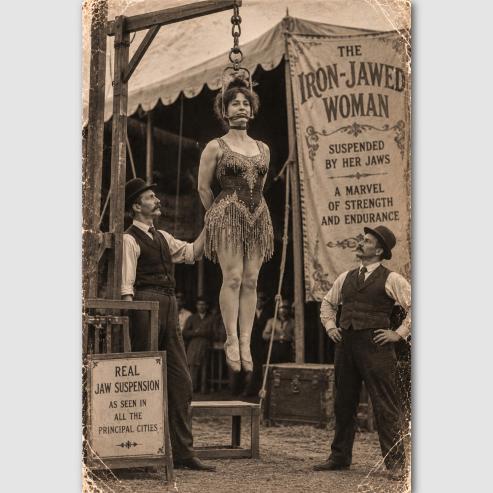 SIdeshow Preformer Iron Jawed Woman Photo Circus Vintage Print Oddity Odd  244