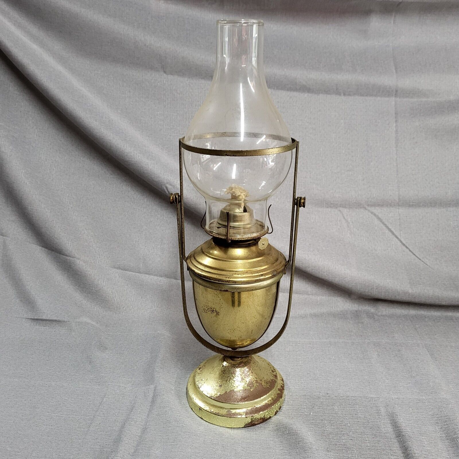 Vintage EAGLE Brass Ship Gimbal kerosene Oil Lamp Swivel Wall Table Mount 19in