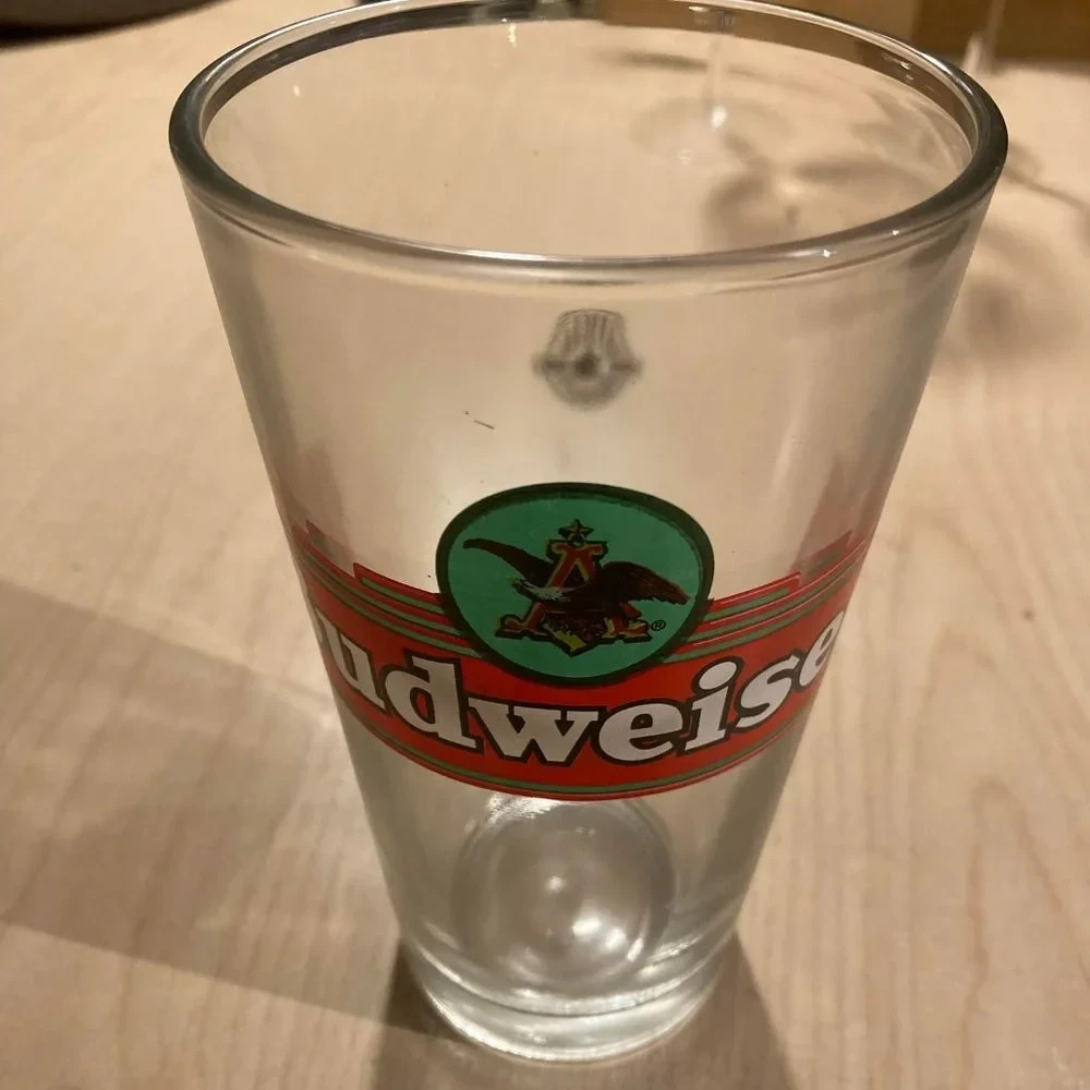 budweiser glass beer flask mug official product vintage glass flask