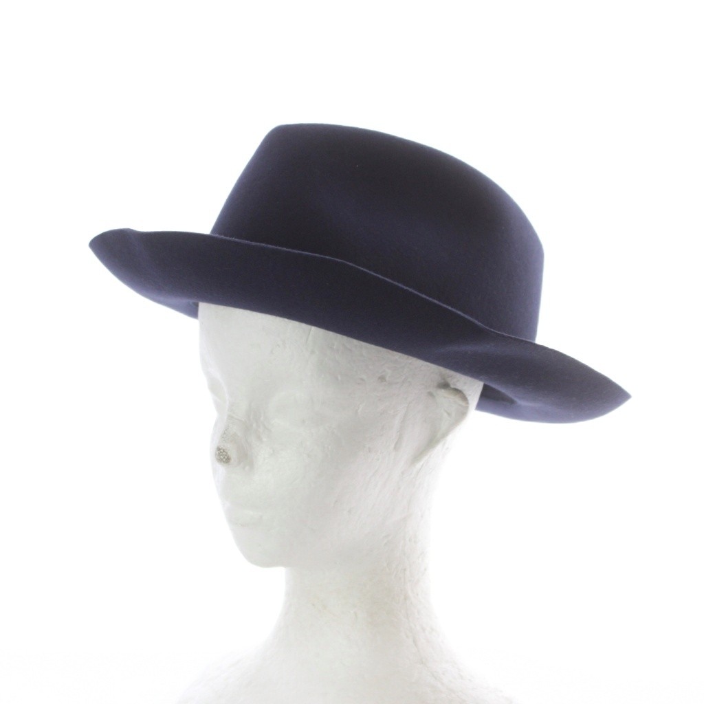 Borsalino Navy Blue Wool Fedora Hat Men\'s 57cm 65cm Brim Excellent  (Ages 14+)