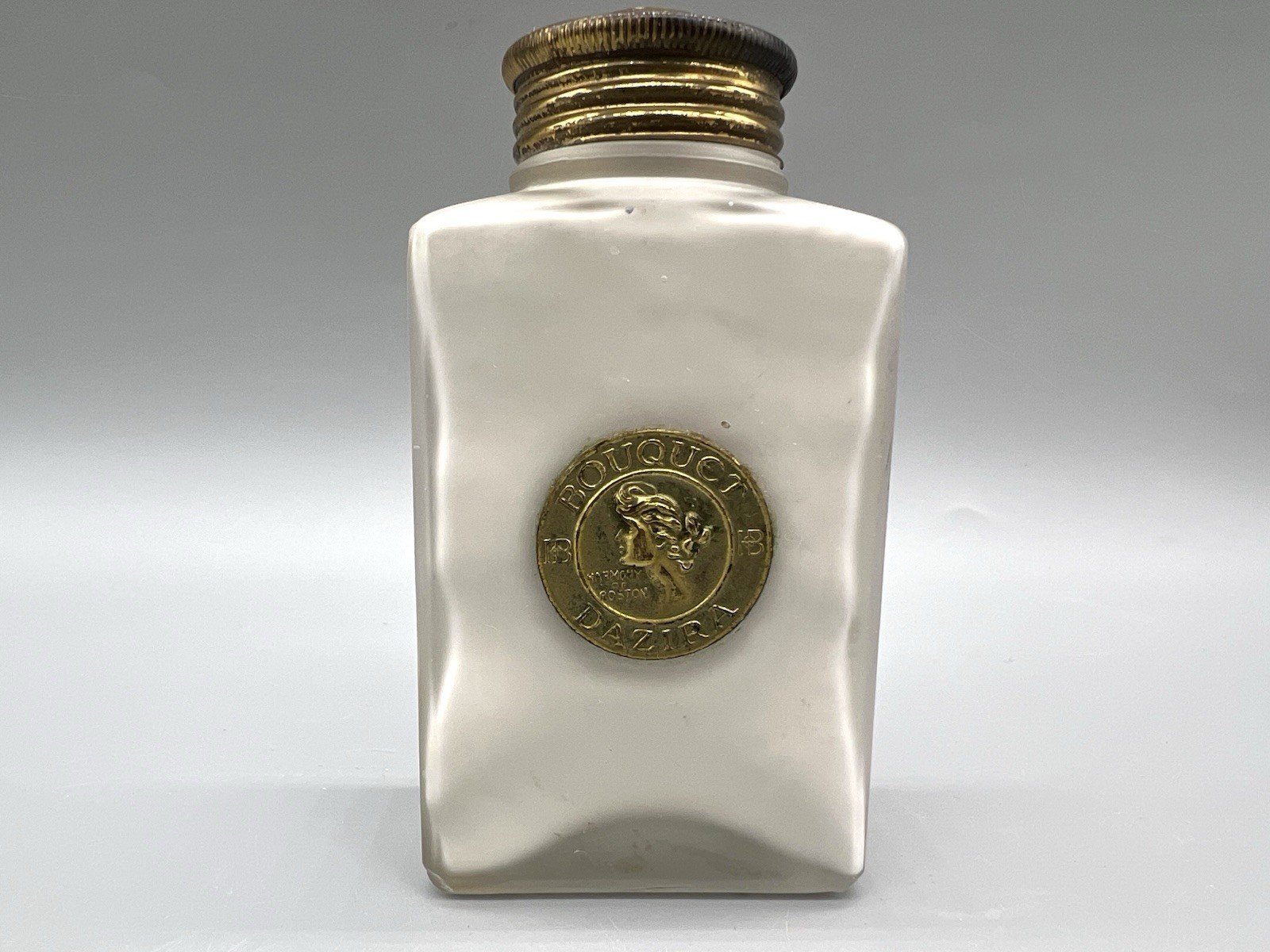 Antique Harmony of Boston 1920s Bouquet Dazira Perfume Powder Bottle 4.25”