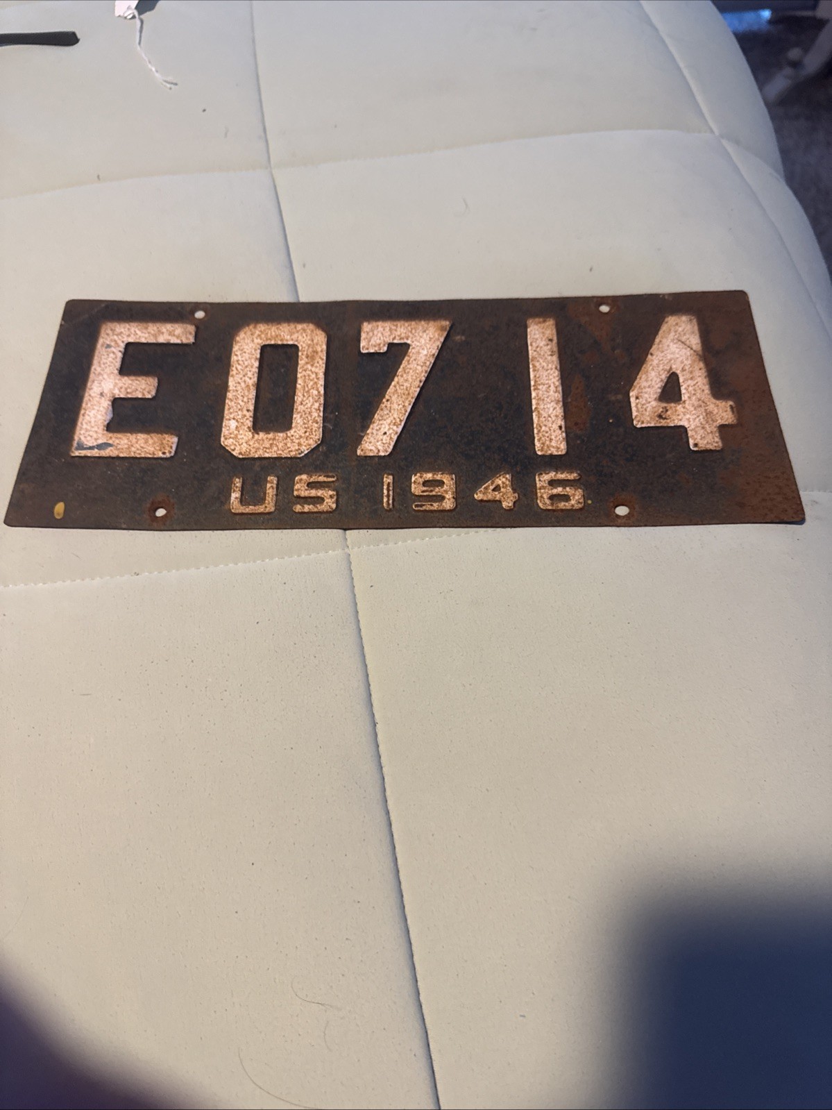Post WWII US FORCES GERMANY License Plate Tag MILITARY 1946 Rare Steel HTF USA