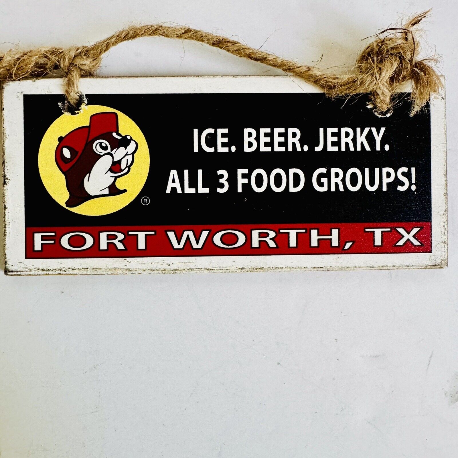 Buc-ees Hanging Billboard Sign Ice Beer Jerky Food Groups Fort Worth Tx Texas