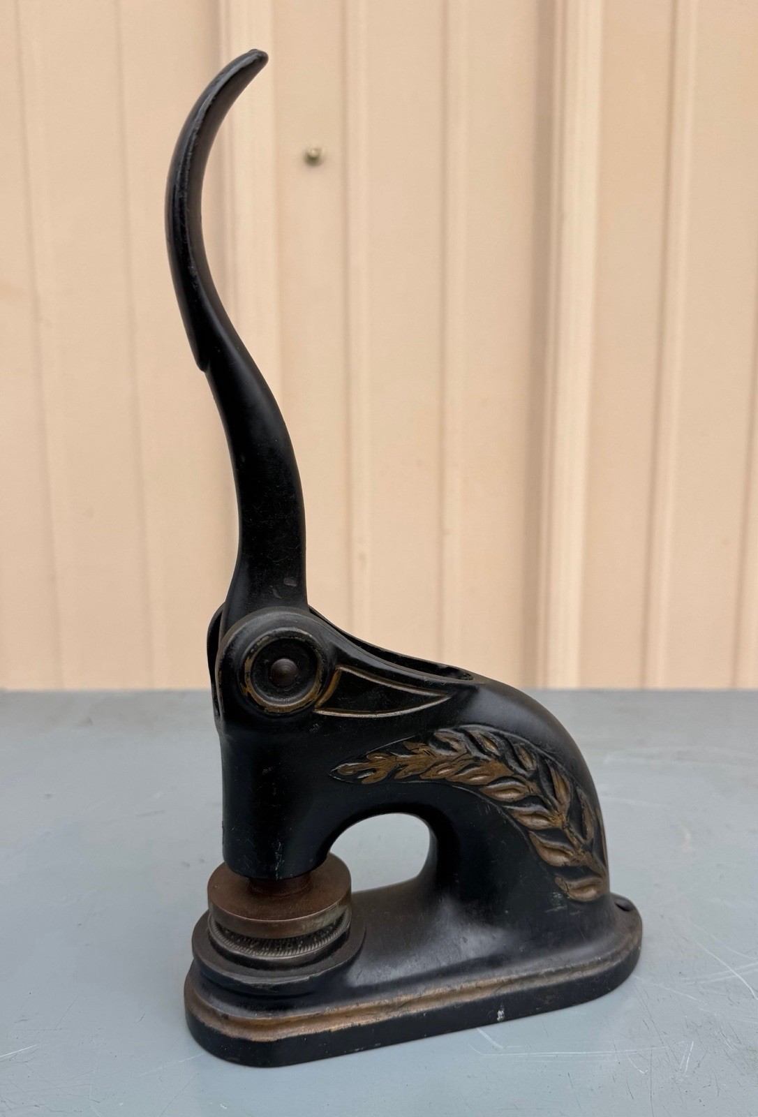 Antique Cast Iron Lever Press Notary Seal Stamp Embosser Works Antique Cast Iron Lever Press Notary Seal Stamp Embosser Works