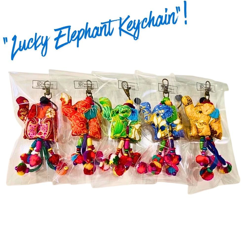 5x Handmade Thai Elephant Keychain Fabric Souvenir Boho Craft Gift Set ChiangMai