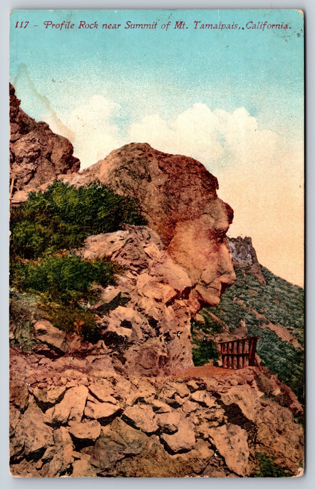 Year 1912, Profile Rock near Summit of Mt. Tamalpais, CA, Vintage Postcard