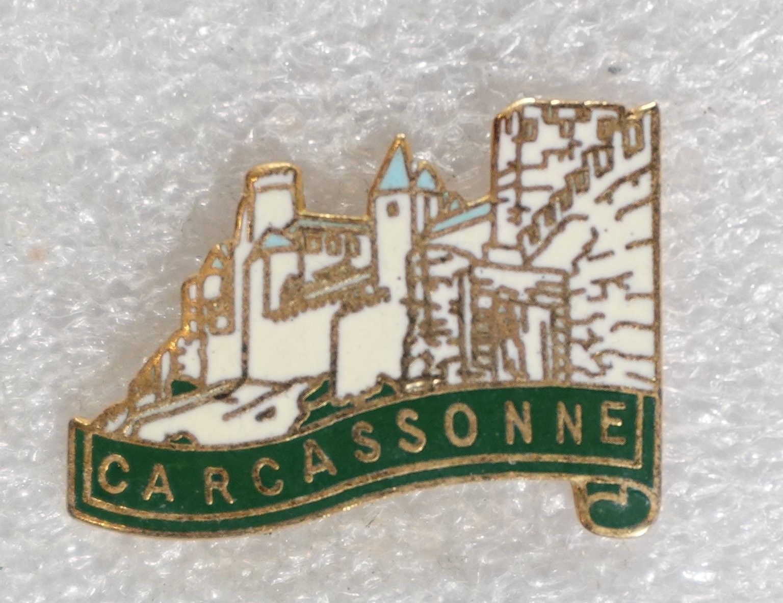 Carcassonne France Castle Pinback Button Enamel Souvenir Europe