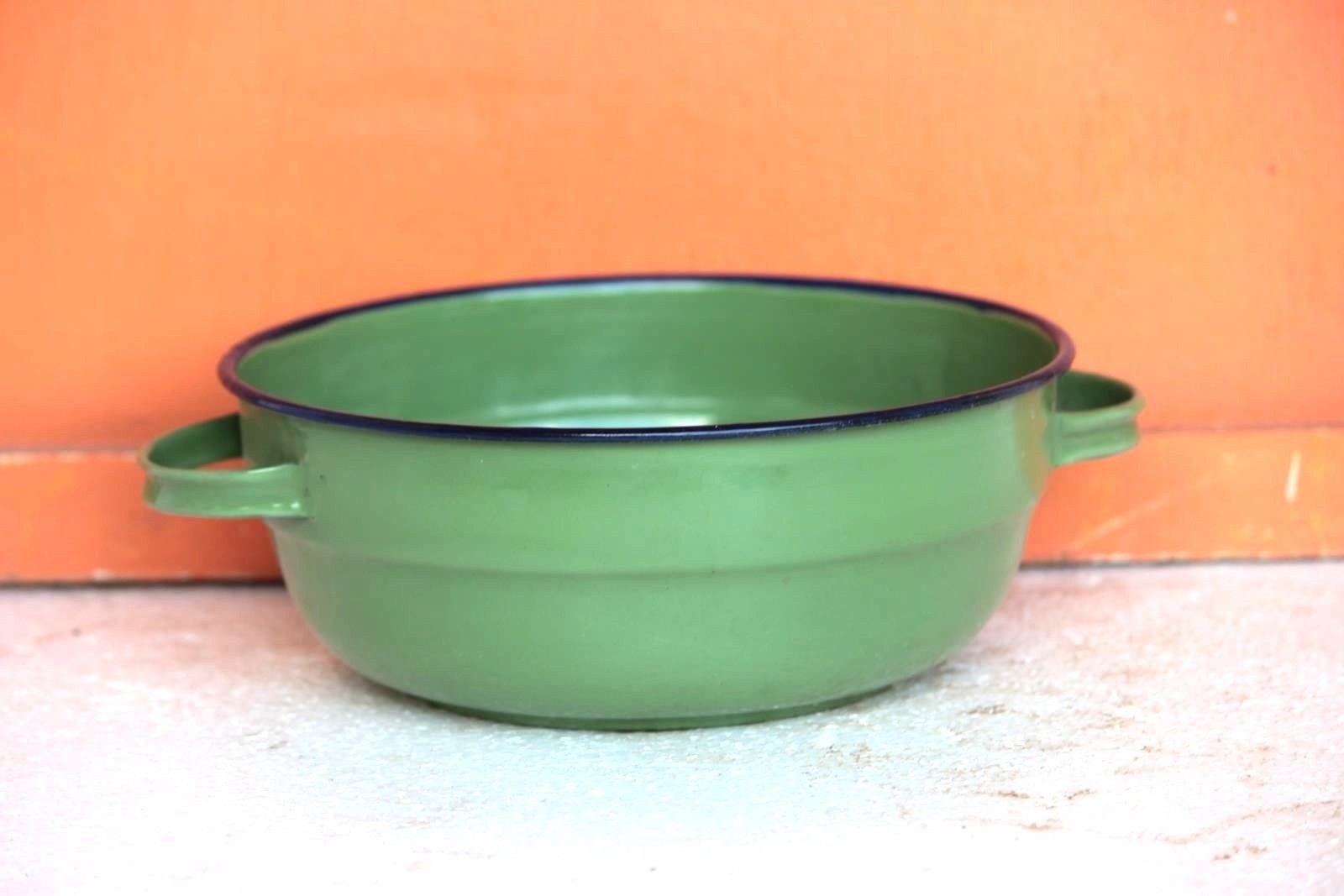 Enamel Cooking Serving Bowl Vintage Crockery Enamel Collectible