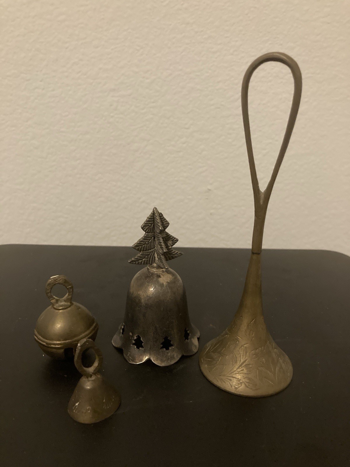 4-Vintage Brass Bells. Made In India. All Have Bells. 1-Christmas.