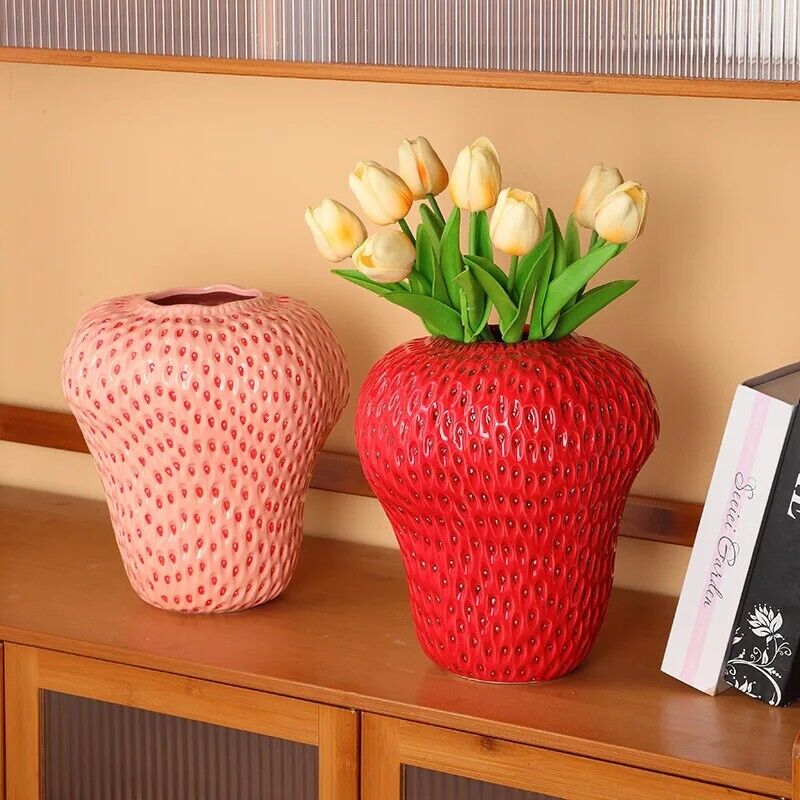 Strawberry  Ceramic Vase Flower Room Decor