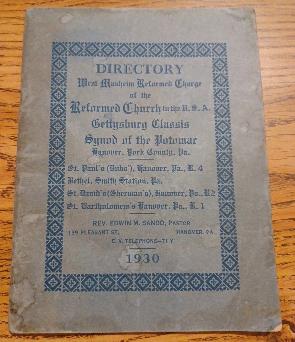 Vintage 1930 Church Directory Hanover PA York County History Goodyear Dodge Ads