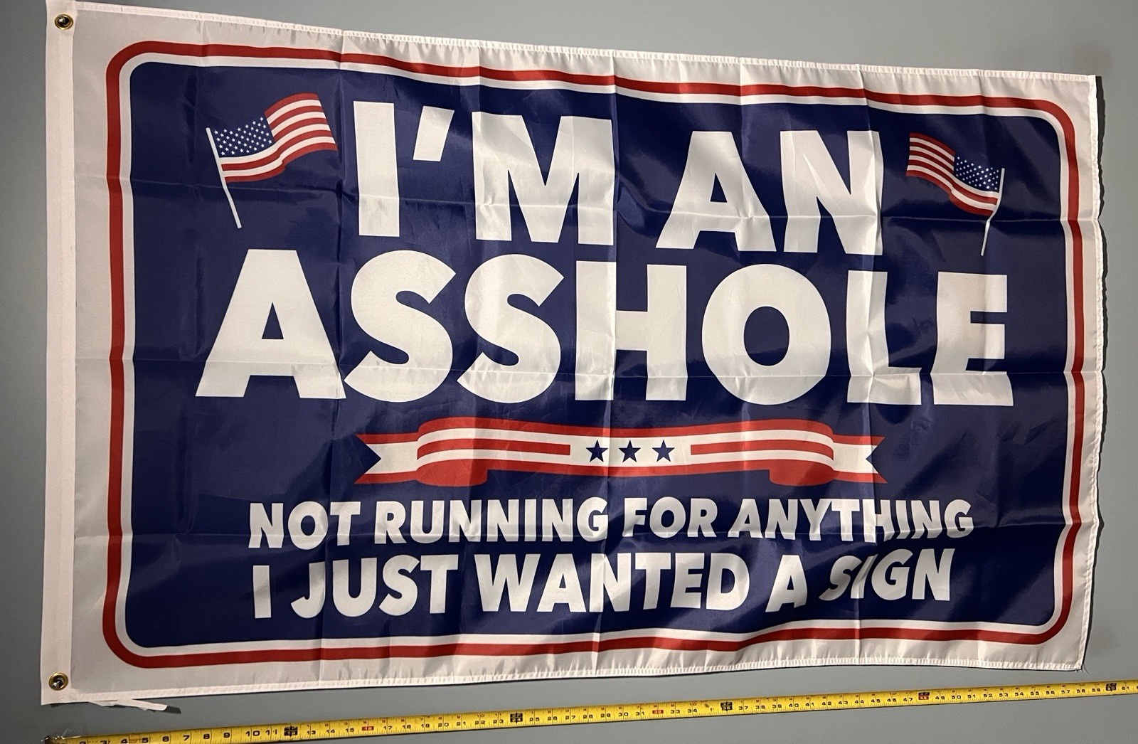 I’m An A**Hole FLAG FREE USA SHIP Not Running For Anything Election Sign 3x5'