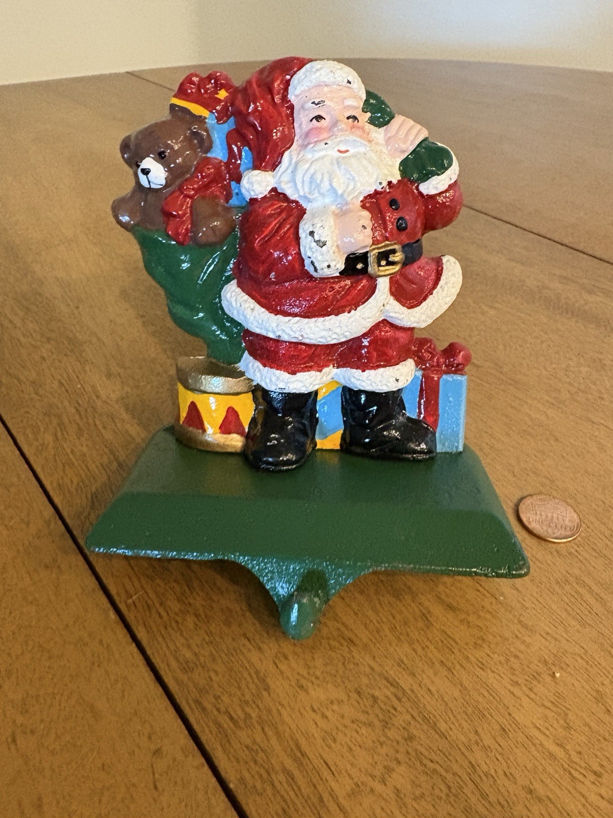 Vtg Solid Cast Iron Santa Christmas Stocking Hanger Hook Midwest Cannon Falls