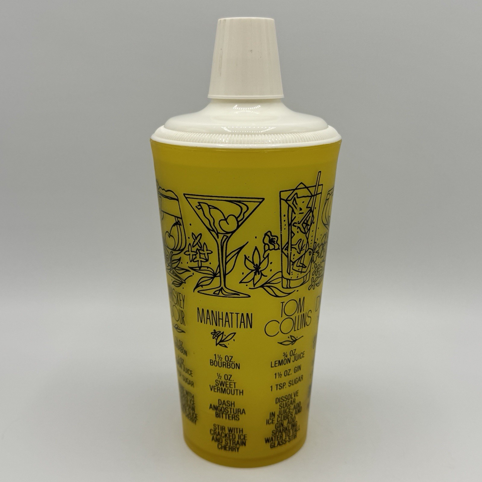 Vintage MCM Yellow Cocktail Shaker Recipe Measuring Cup Mid Century Barware