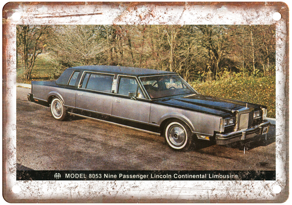 Vintage AHA Lincoln Continental Limousine Ad Retro Look Metal Sign A6107