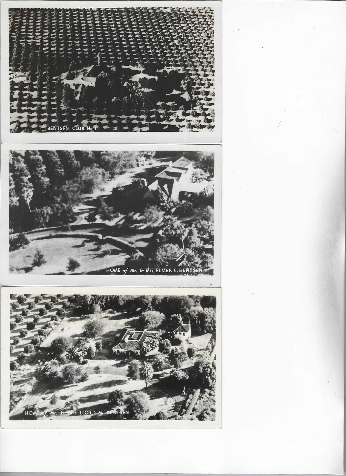 3-P0STCARDS-REAL PHOTO-BENTSEN CLUB-HOME OF ELMER BENTSEN-HOME OF LLOYD BENTSEN