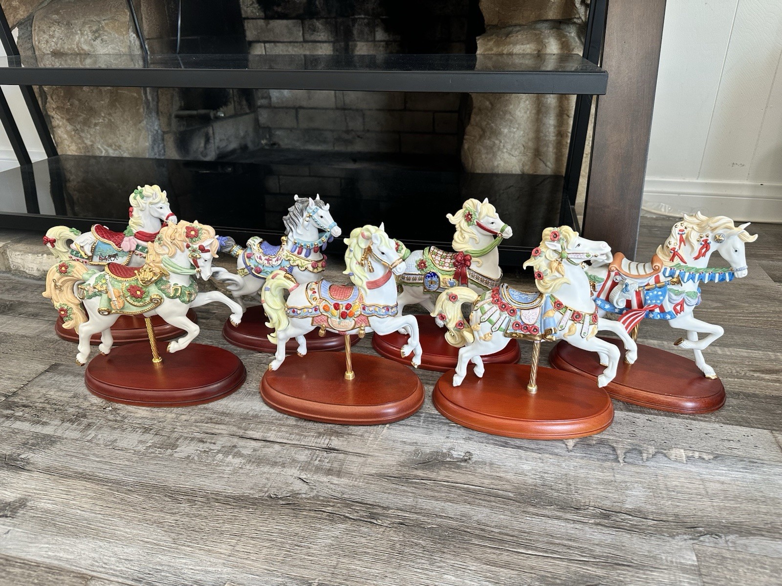 Lot Of 7 Lenox Carousel Horses Limited Edition Christmas Retired