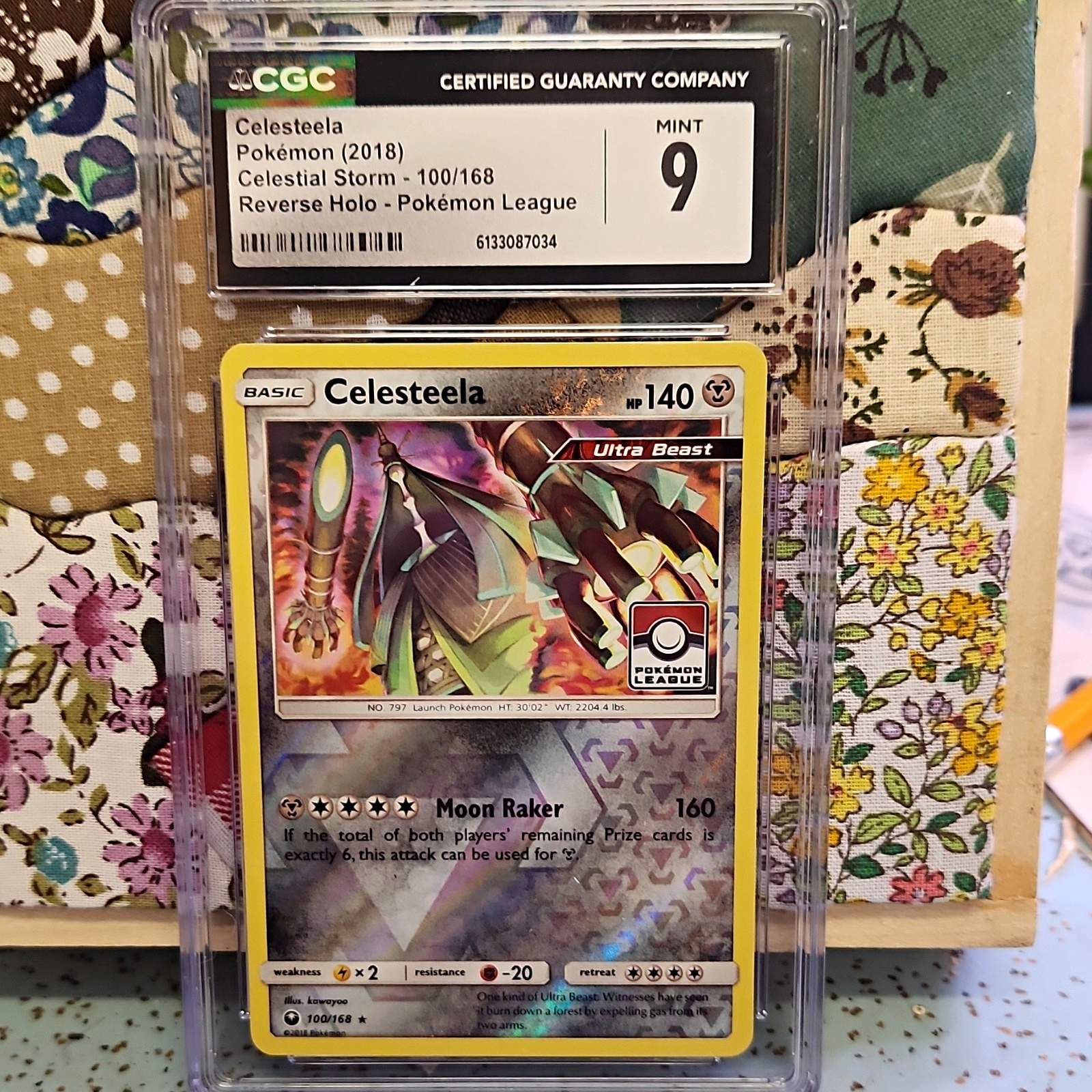 CGC 9 Mint Celesteela 100/168 Rev. Holo Pokémon League Celestial Storm 2018 ENG