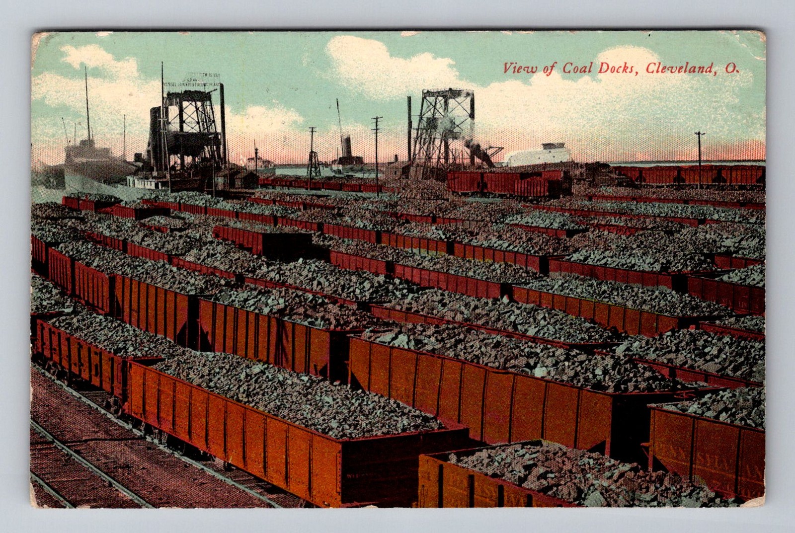 Cleveland OH-Ohio, Coal Docks View, Postal Standard Vintage c1915 Postcard