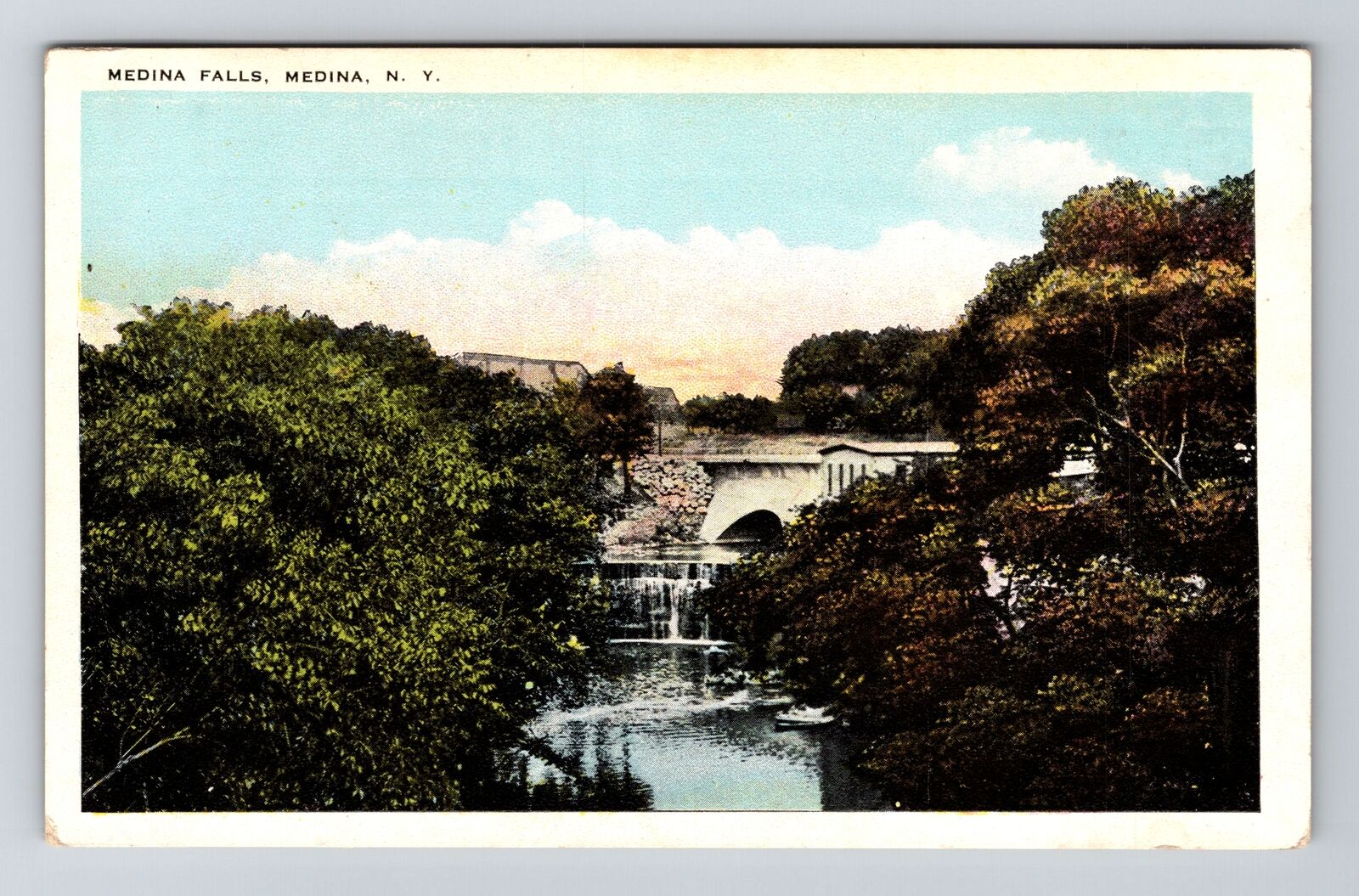 Medina NY-New York, Medina Falls, Vintage Postcard