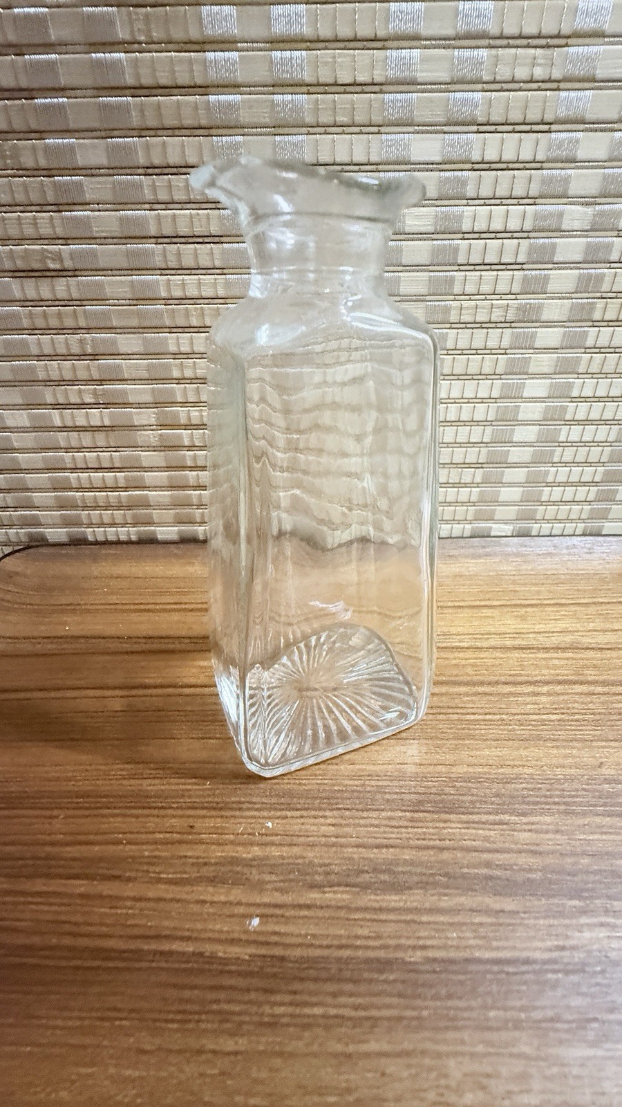 Vintage Clear Glass Double Sided Pouring Spout Cruet, No Stopper