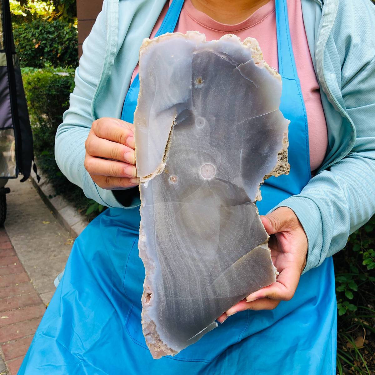 4.42LB Top Natural Agate Slice Quartz Crystal Hand-cut Ore Specimen Healing 854
