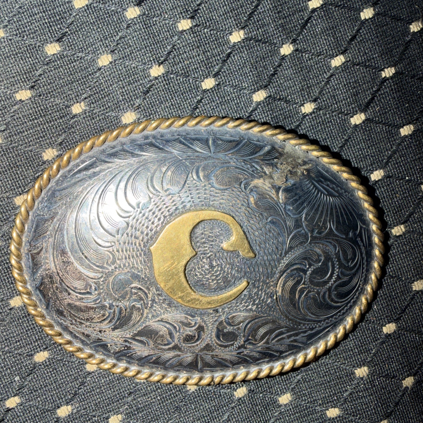 VTG B-K Silversmiths Phoenix AZ Western Belt Buckle Hand Engraved Sterling \