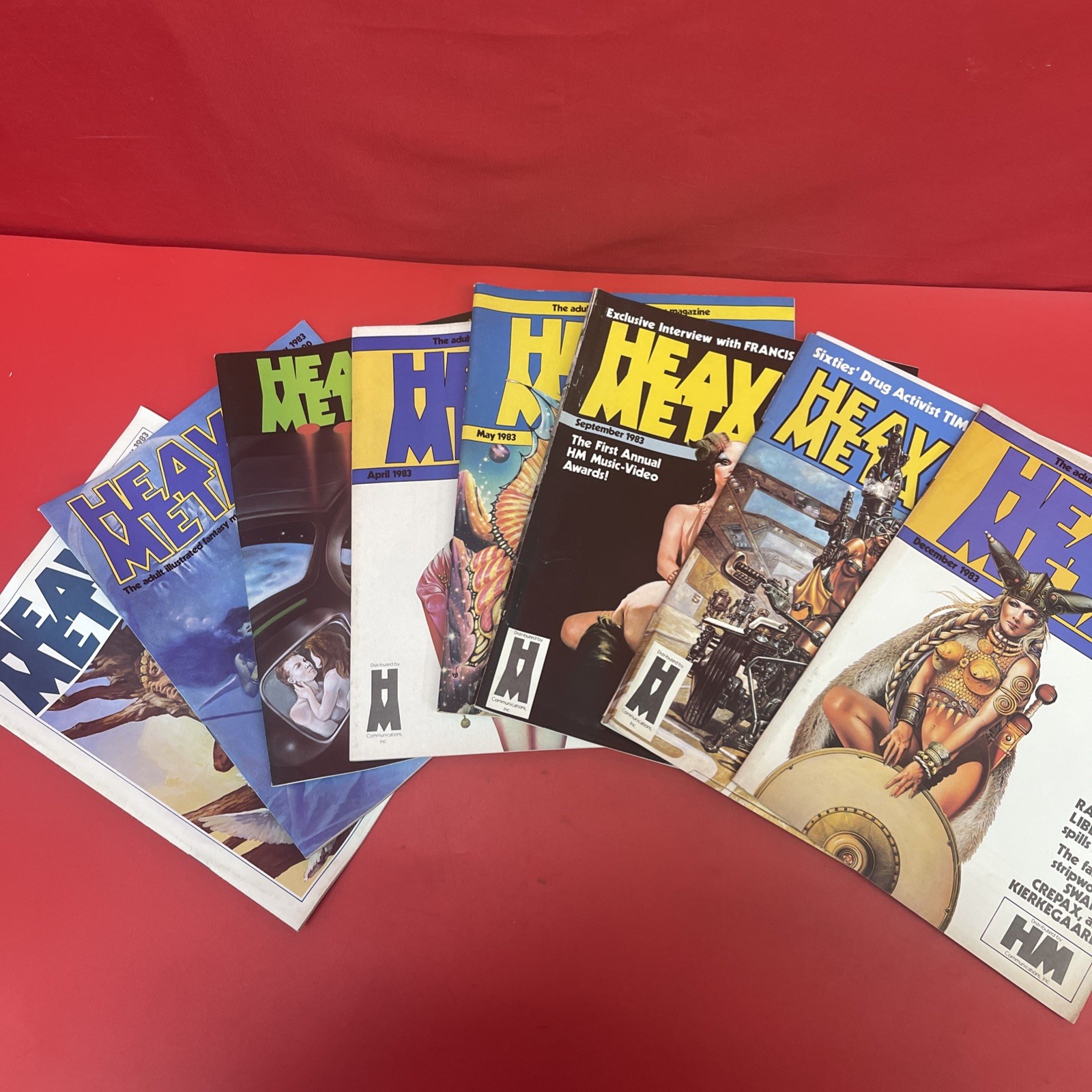 Vintage Heavy Metal Magazine Lot of 8 1983 Jan-May Sep-Oct Dec Sci-Fi Fantasy