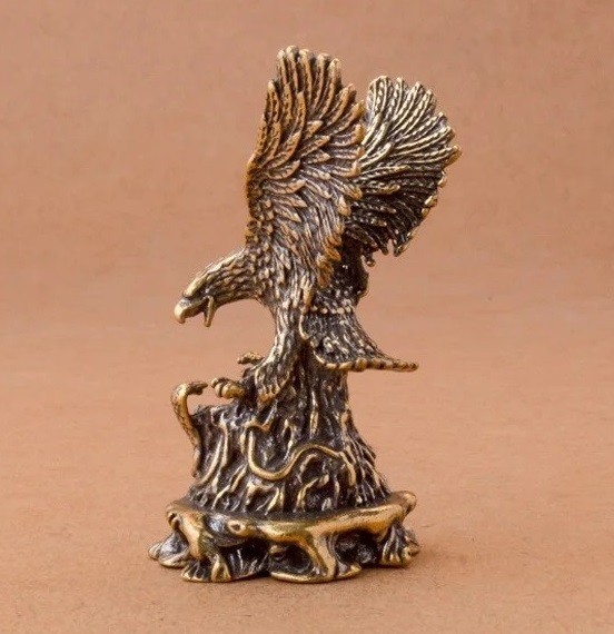 Brass Eagle  Animal Statue Small Sculpture Tabletop Figurine Home Decor Gifts