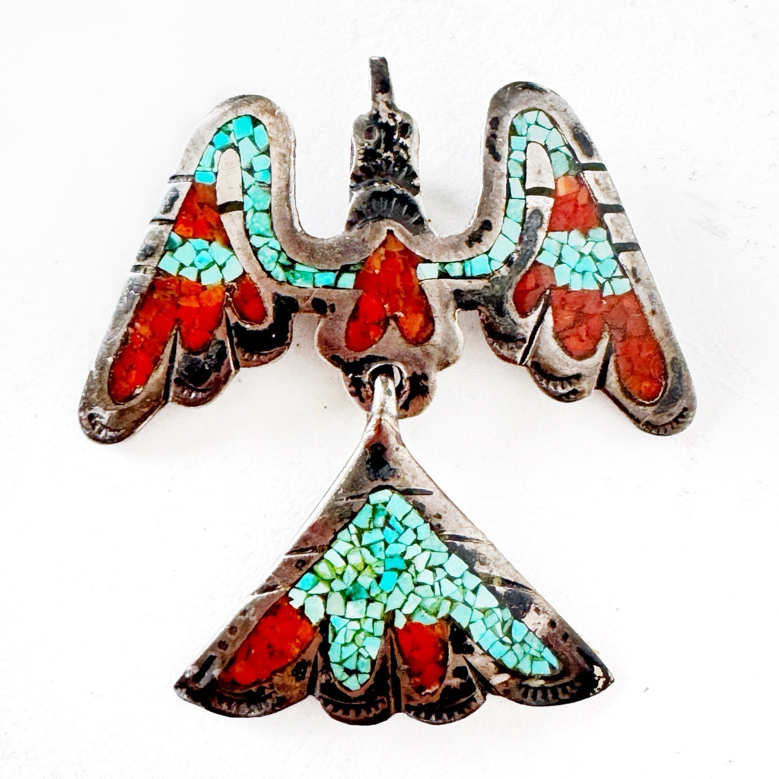 Vintage Juan Singer Navajo Sterling Peyotebird Pendant JTS JS