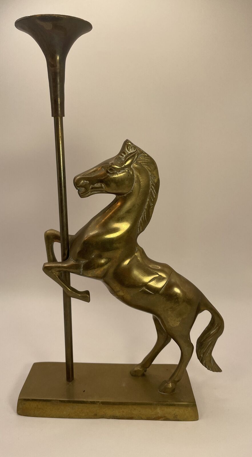 1 MCM Brass Horse Candlestick Candleholder
