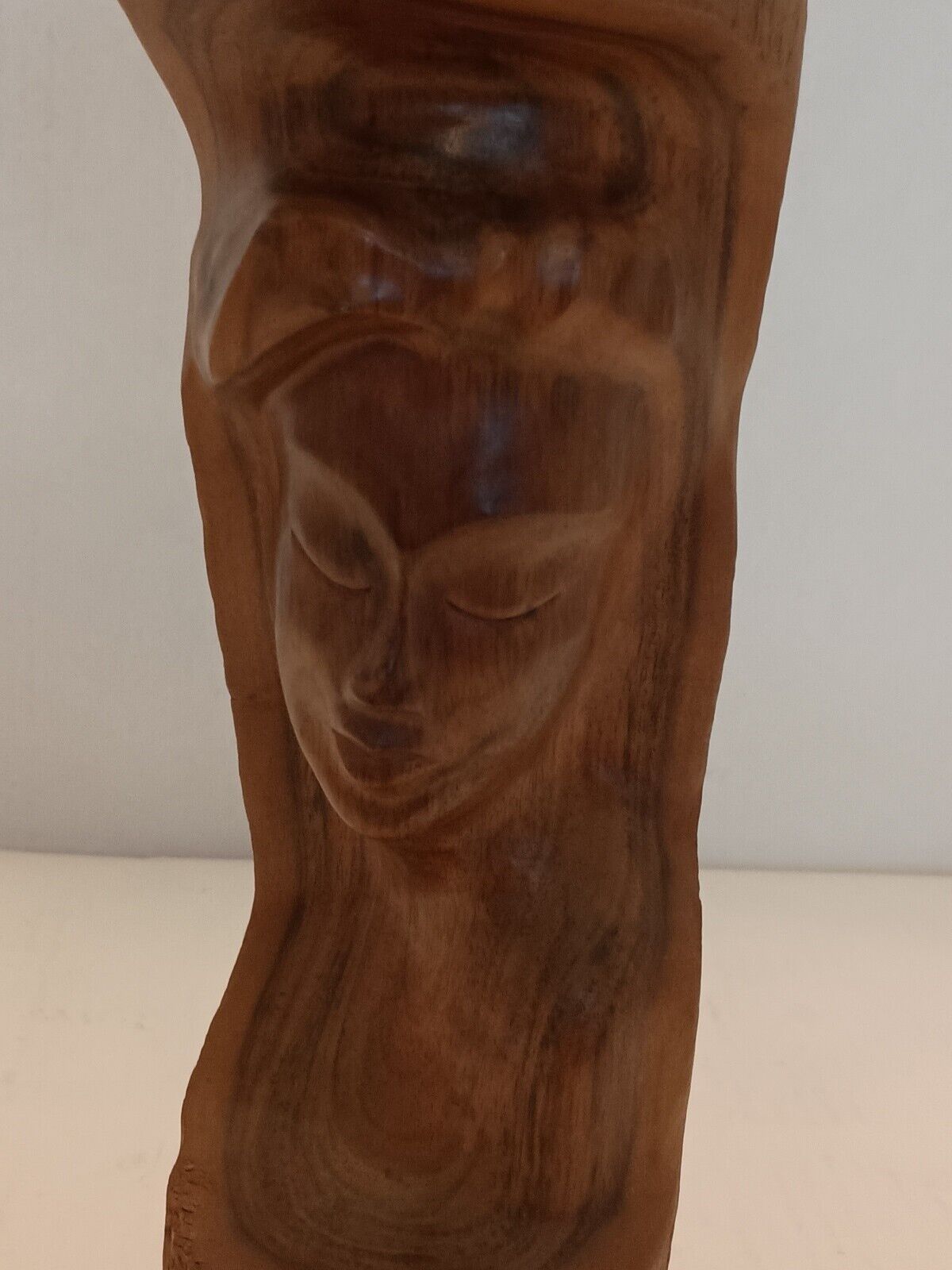 Hand Carved Art Beautiful Hawaiian Woman’s Face Milo Wood 11.5