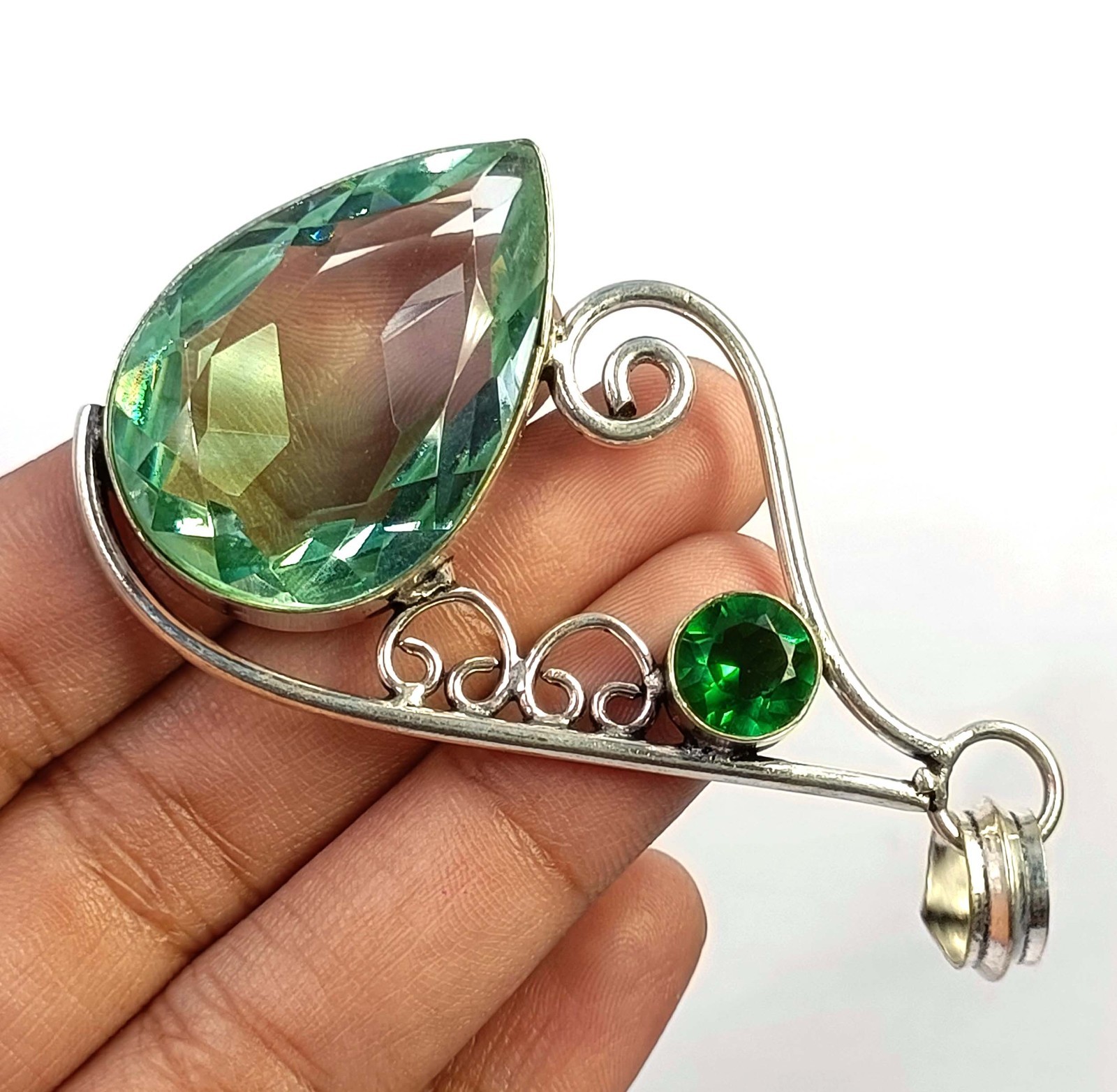 78 Ct Natural Blue Aquamarine Pear Shape 925 Silver Pendant IGL Gemstone 6JHL