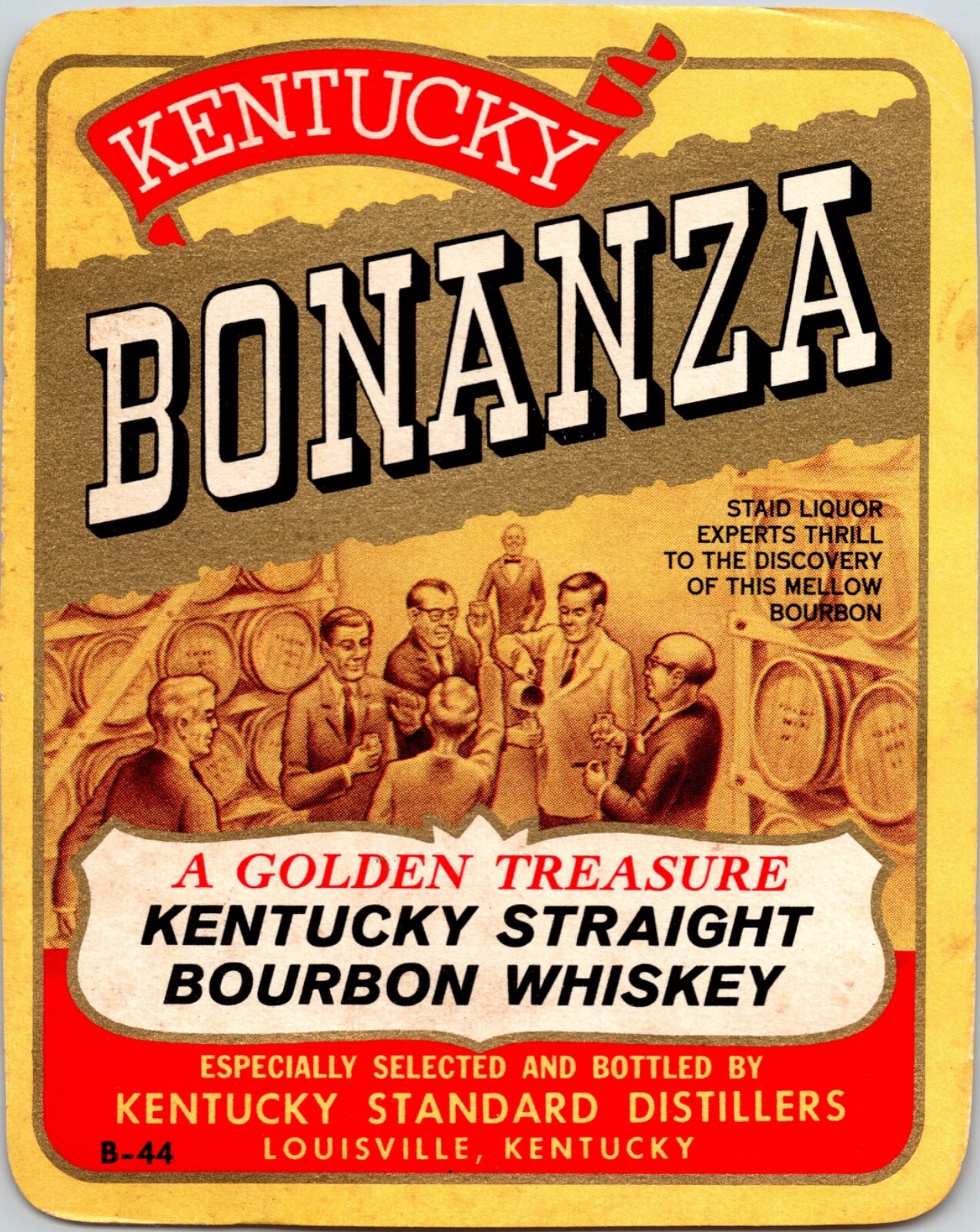 Vintage Bonanza Kentucky Straight Bourbon Whiskey Label Excellent (RARE)