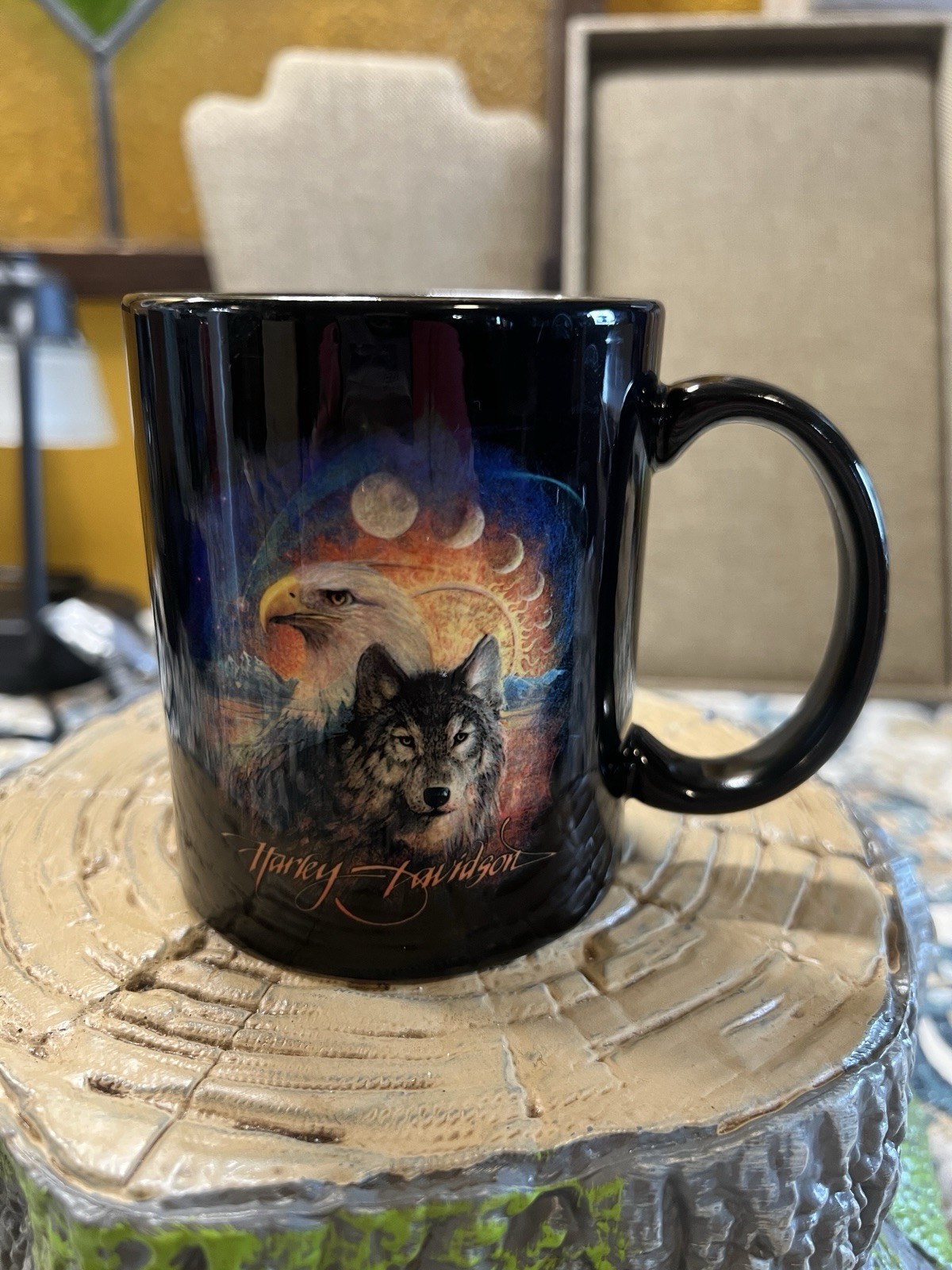 Harley-Davidson Black 2001 Mug Wolf Eagle Design Official Product