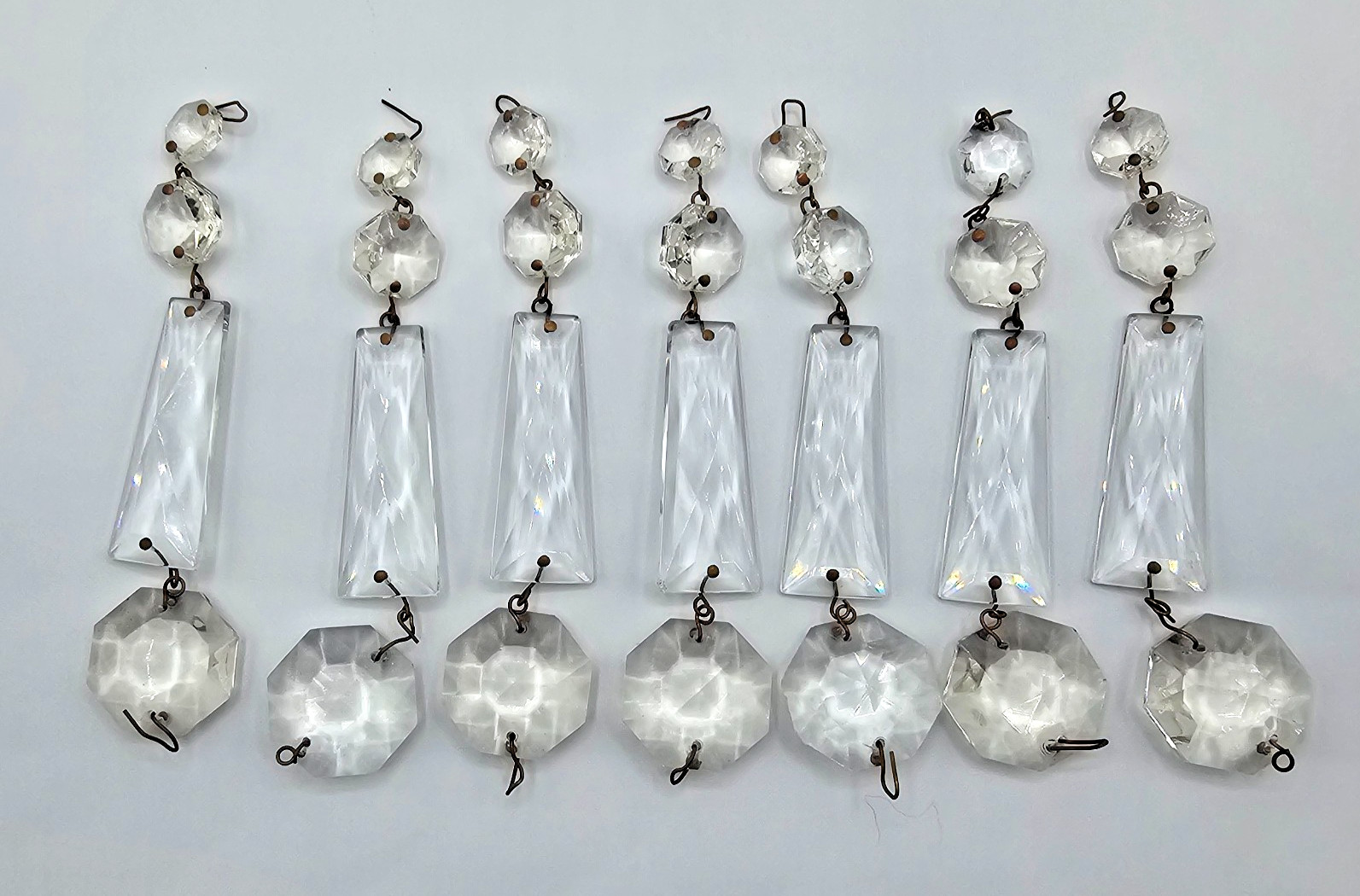 Chandelier Crystal Prisms & Rectangular Drops Vintage Strands 5.5\