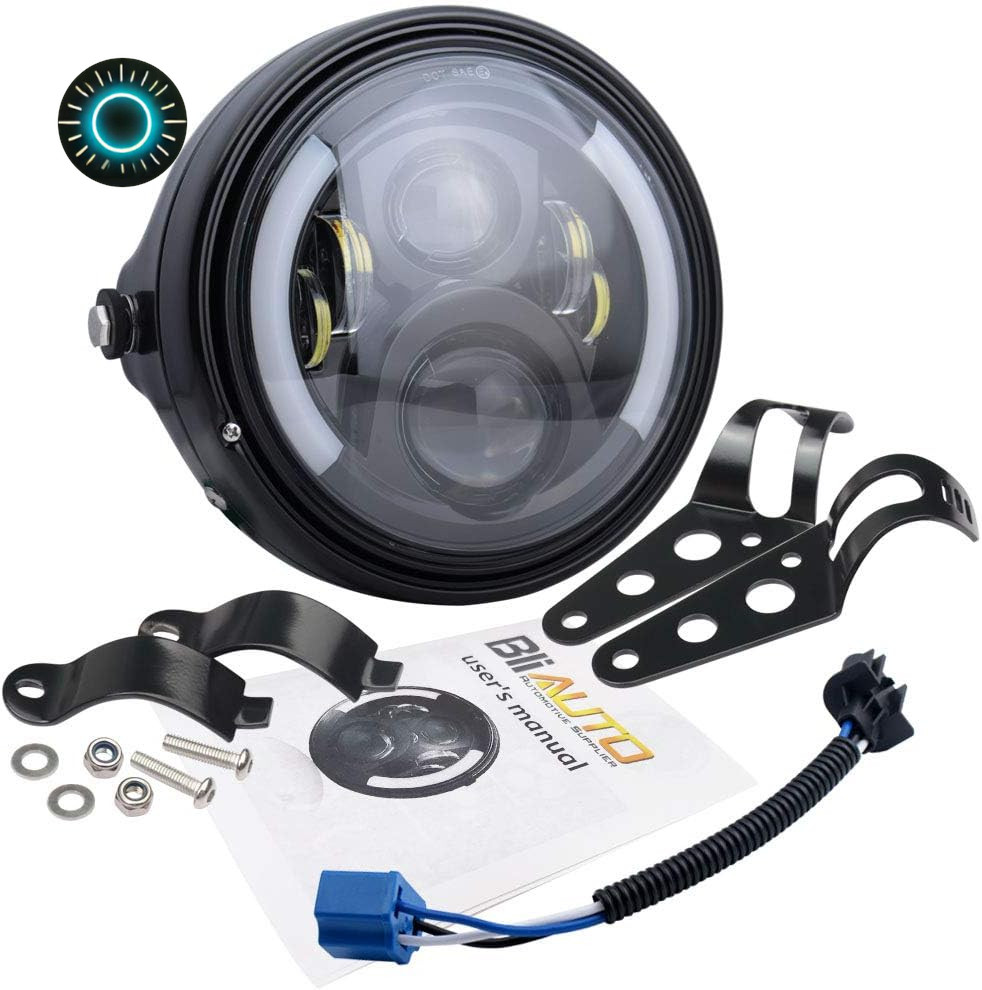 7 Inch round LED Motorcycle Headlight with Housing Bucket Amber Turn Signal L...