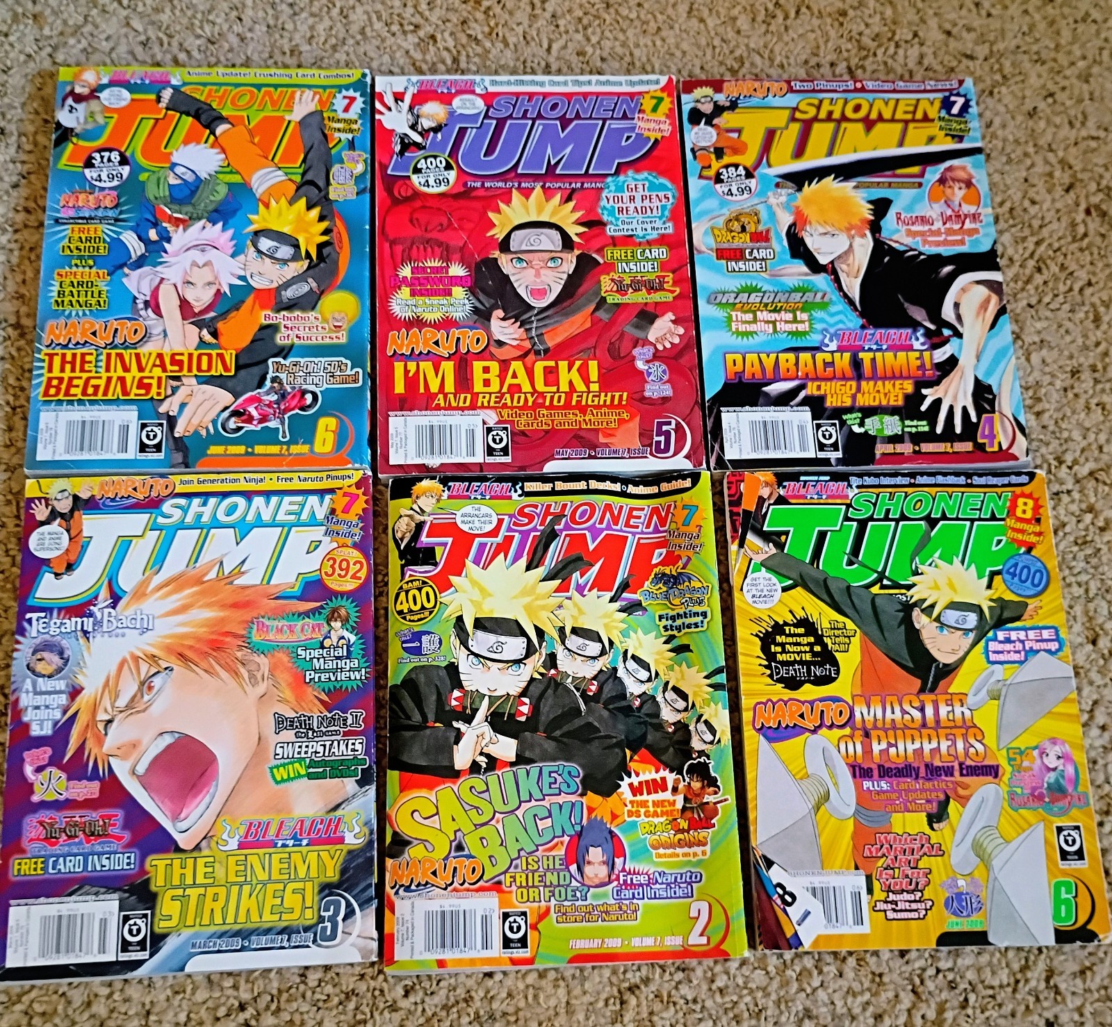 Shonen Jump Magazine Lot 23 Issues 2006-2009 Naruto Bleach One Piece Yu-Gi-Oh