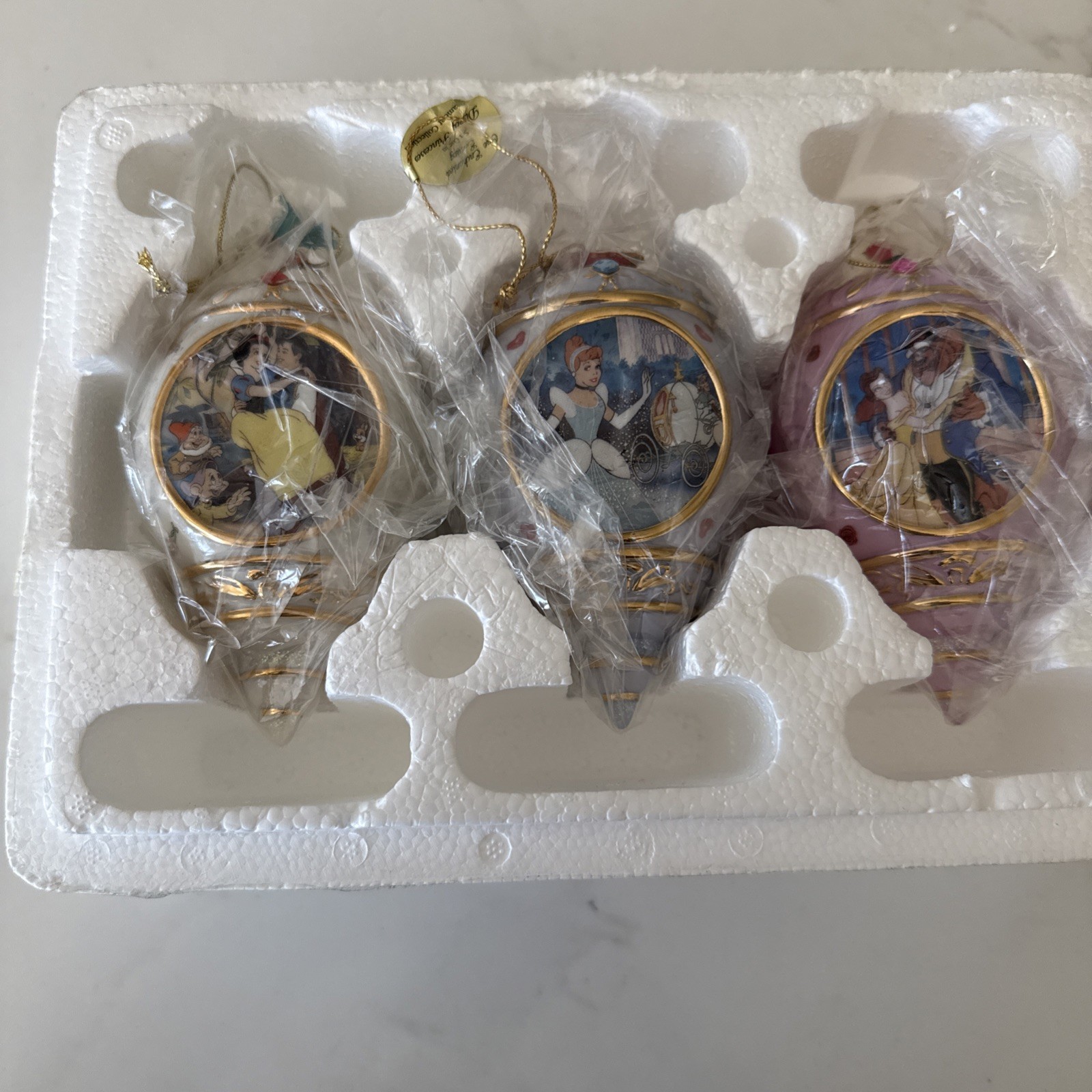 Bradford Editions Disney Princess Porcelain Ornaments Cinderella/Snow/Belle NIB Bradford Editions Disney Princess Porcelain Ornaments Cinderella/Snow/Belle NIB