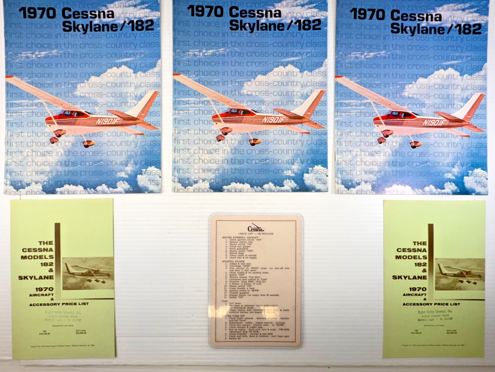 Vintage 1970 Cessna Skylane/182 Aircraft Dealer Sales Package 6 Pieces MUST SEE