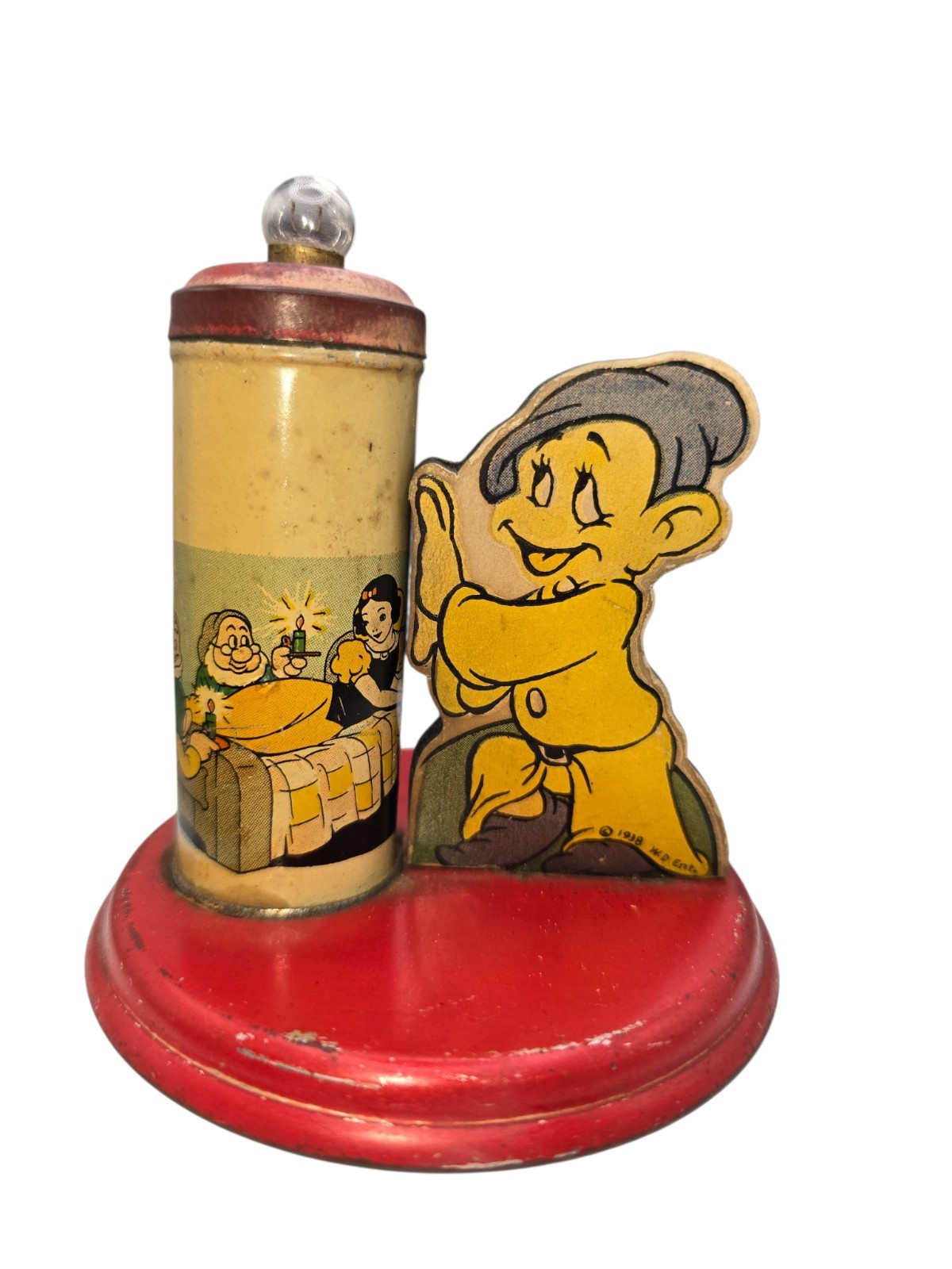 Vintage 1938 Disney Dopey Kiddie-Lite Night Light Micro-Lite Tin Litho... Vintage 1938 Disney Dopey Kiddie-Lite Night Light Micro-Lite Tin Litho...
