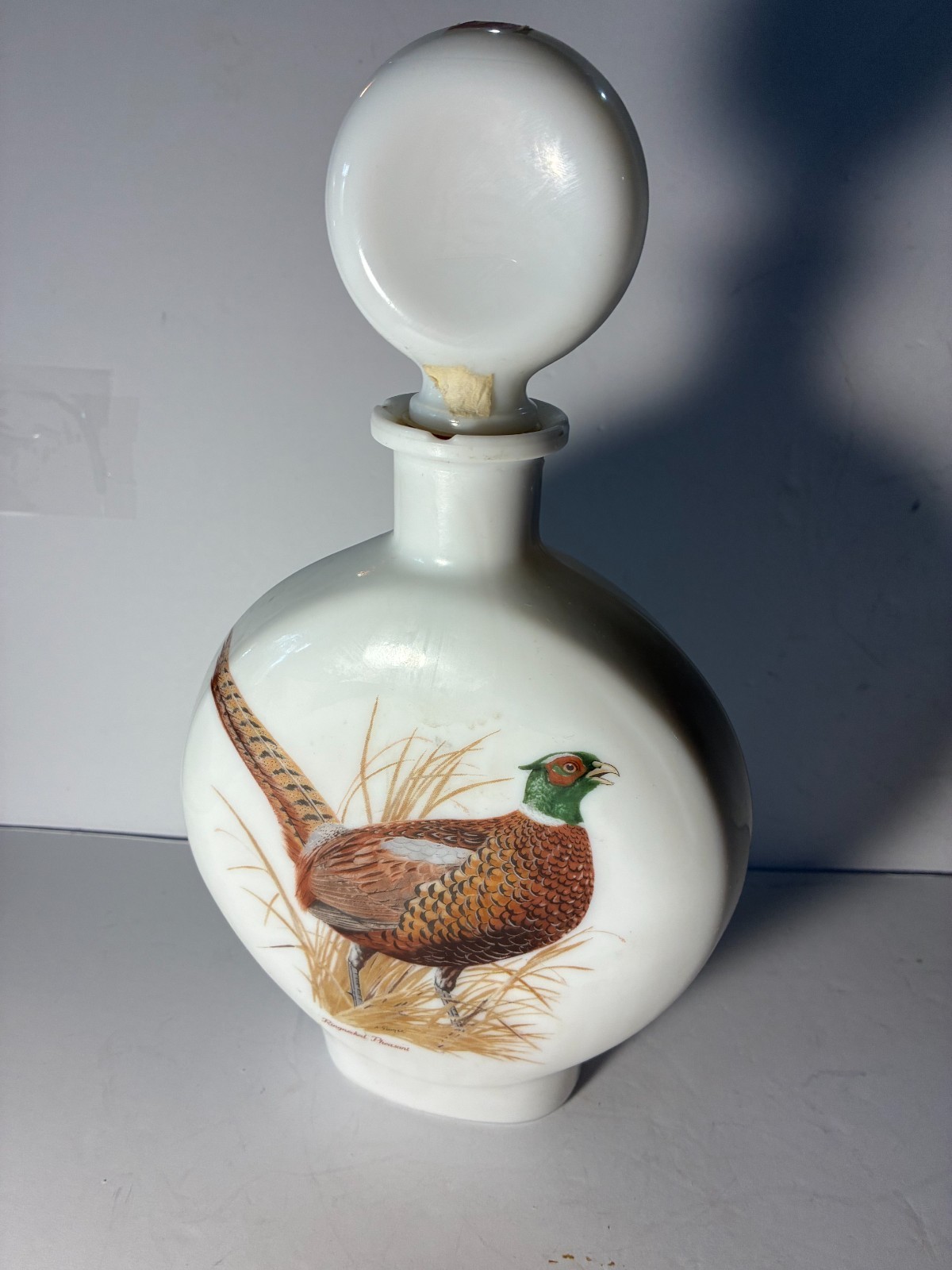 JW DANT 1969 WHITE MILK GLASS DECANTER W/ MATCHING ORIGINAL STOPPER