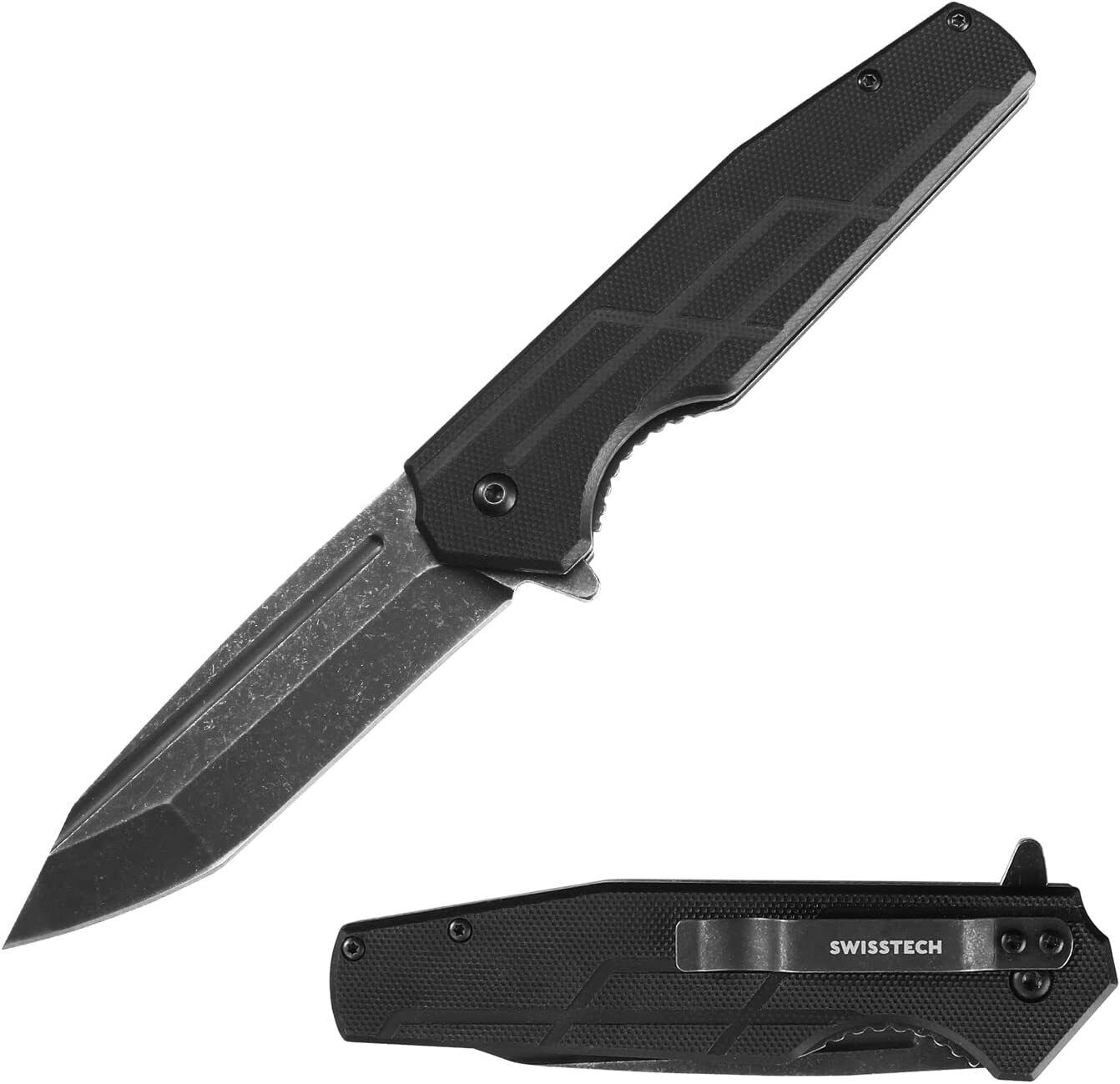 Swiss+Tech 4.75'' Pocket Folding Knife Tanto Blade Tactical Knife G10 Handle USA