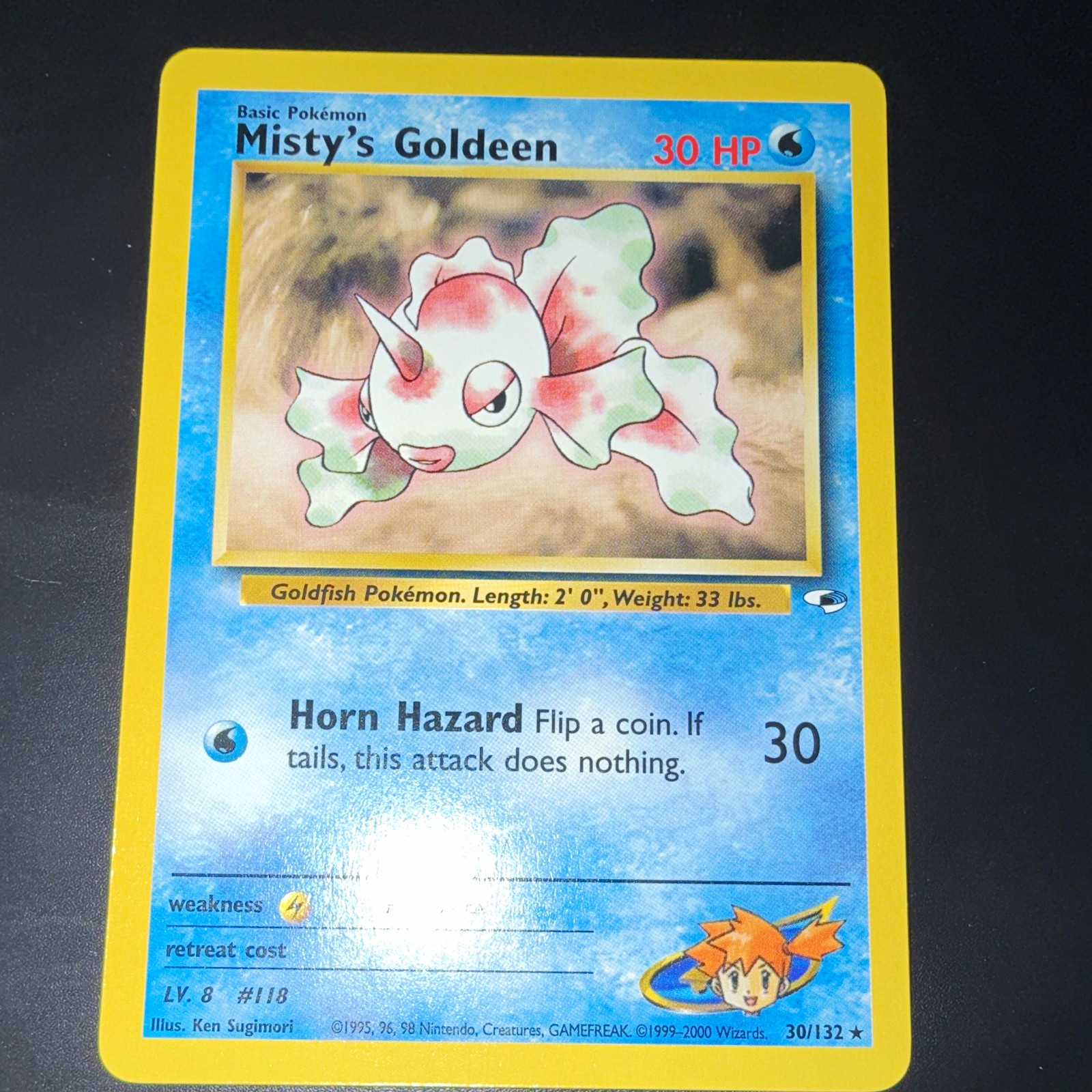 Pokémon 2000 Gym Heroes 1st Edition Misty’s Goldeen 30/132 English Card